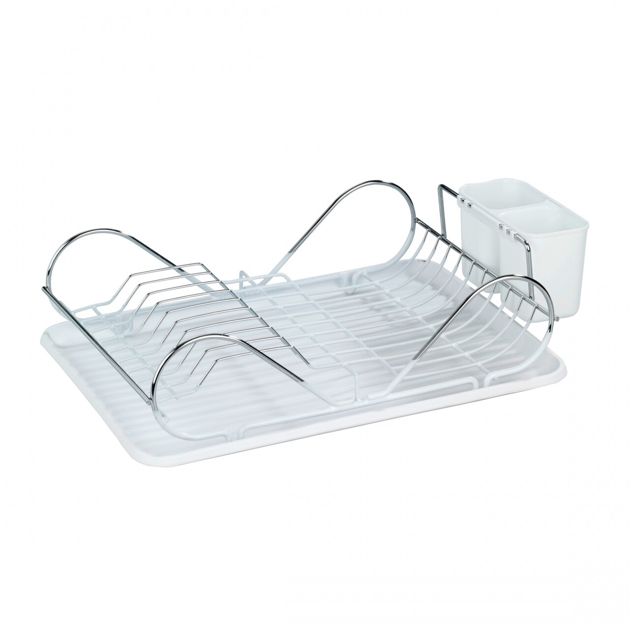 Scurgator de vase cu suport pentru tacamuri Clean, Wenko, 12.5 x 32 x 47 cm, plastic/inox, alb/argintiu - imagine 5